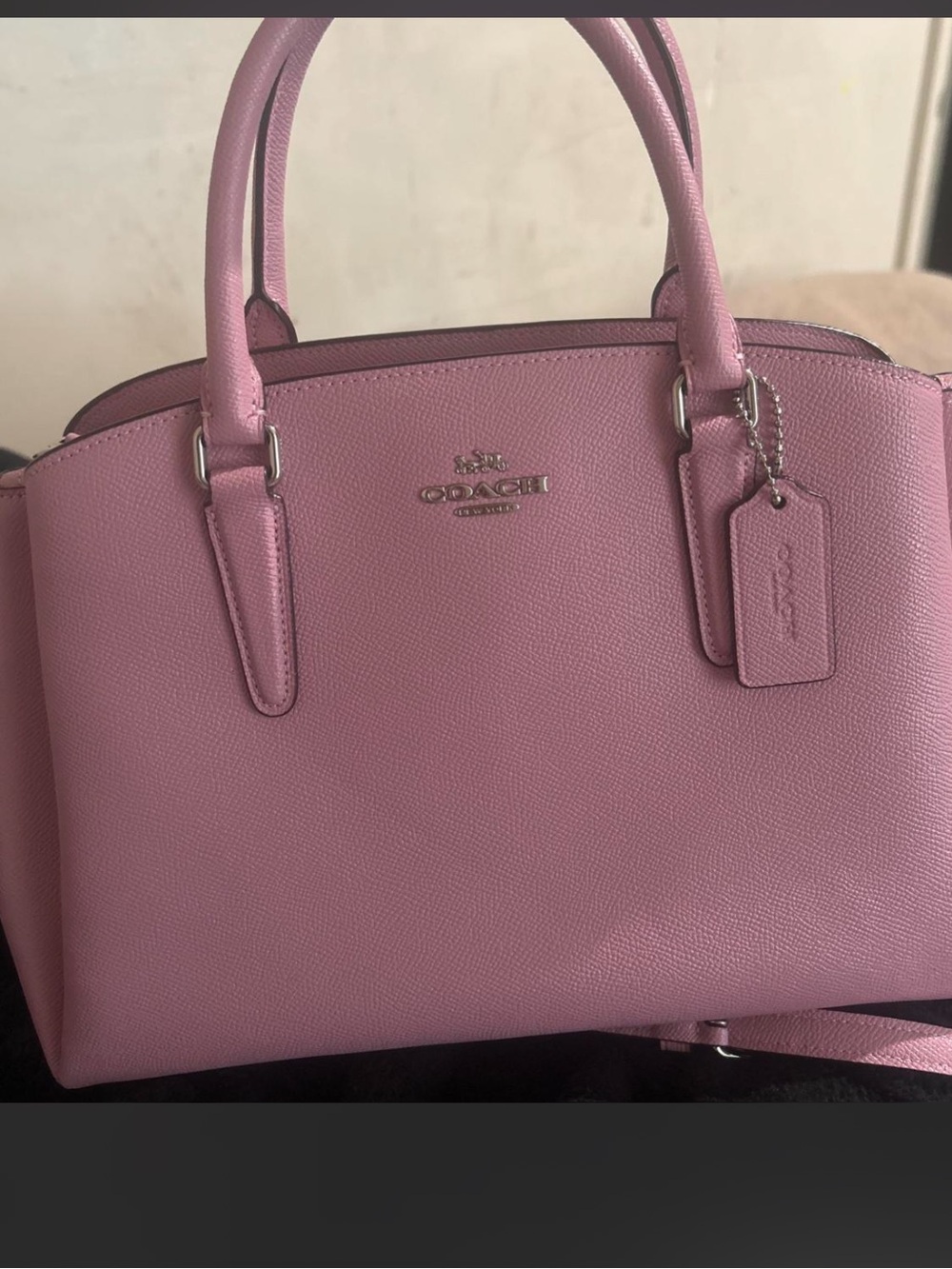 Coach Pink Pebbled Leather Satchel with Top Handles